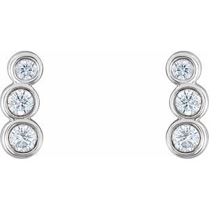 14K White 1/8 CTW Natural Diamond Petite Ear Climbers - BN & CO JEWELRY