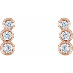 14K Rose 1/8 CTW Natural Diamond Petite Ear Climbers - BN & CO JEWELRY