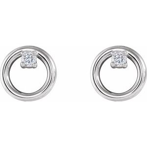 14K White .06 CTW Natural Diamond Circle Earrings - BN & CO JEWELRY