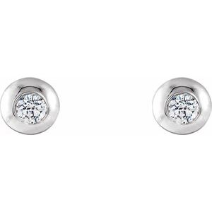 14K White 1/8 CTW Natural Diamond Domed Stud Earring - BN & CO JEWELRY