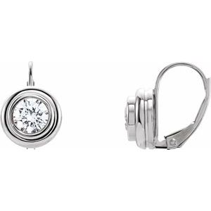 14K White 6.5 mm Round Bezel-Set Lever Back Earring - BN & CO JEWELRY