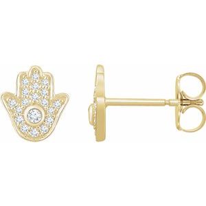 14K Yellow 1/5 CTW Natural Diamond Hamsa Earrings - BN & CO JEWELRY