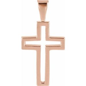 14K Rose 13.5x9.5 mm Cross Pendant - BN & CO JEWELRY