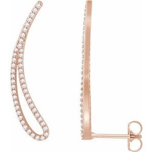 14K Rose 1/4 CTW Natural Diamond Ear Climbers - BN & CO JEWELRY