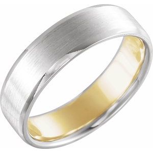 14K White/Yellow 6 mm Beveled-Edge Band with Matte Finish Size 11.5 - BN & CO JEWELRY