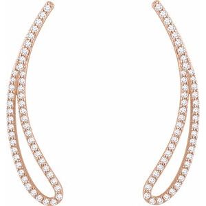 14K Rose 1/4 CTW Natural Diamond Ear Climbers - BN & CO JEWELRY