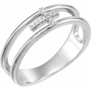 Sterling Silver .025 CTW Natural Diamond Negative Space Cross Ring - BN & CO JEWELRY