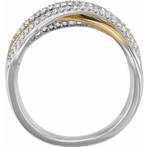 14K White/Yellow 1/2 CTW Natural Diamond Criss-Cross Ring - BN & CO JEWELRY