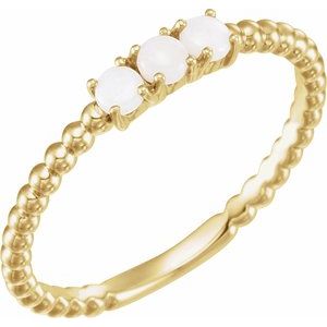 14K Yellow Natural Opal Beaded Stackable Ring - BN & CO JEWELRY
