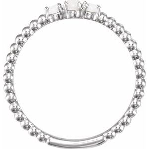 14K White Natural Opal Beaded Stackable Ring - BN & CO JEWELRY