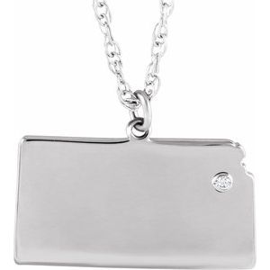 Rhodium-Plated Sterling Silver Kansas .015 CT Diamond State with Accented City Necklace - BN & CO JEWELRY