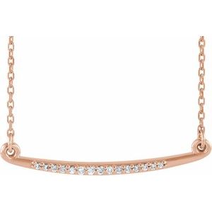 14K Rose .05 CTW Diamond Curved Bar 16-18" Necklace - BN & CO JEWELRY