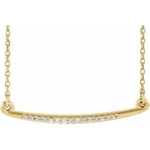 14K Yellow .05 CTW Diamond Curved Bar 16-18" Necklace - BN & CO JEWELRY