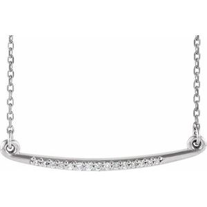14K White .05 CTW Diamond Curved Bar 16-18" Necklace - BN & CO JEWELRY