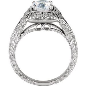 14K White 5.8 mm Round Vintage-Inspired Solitaire Engagement Ring - BN & CO JEWELRY