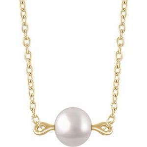 14K Yellow Cultured White Freshwater Pearl 16-18" Necklace - BN & CO JEWELRY