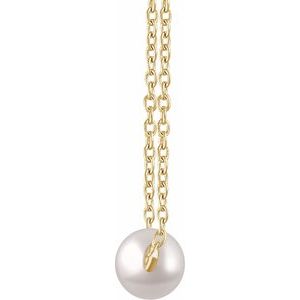 14K Yellow Cultured White Freshwater Pearl 16-18" Necklace - BN & CO JEWELRY