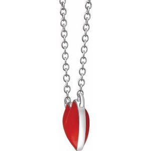Sterling Silver Red Enamel Heart 16-18" Necklace - BN & CO JEWELRY