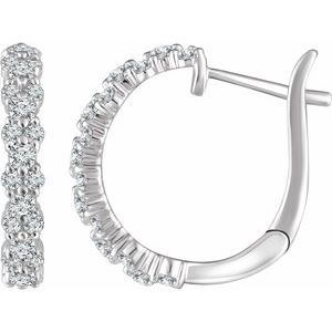 14K White 5/8 CTW Natural Diamond Hoop Earrings - BN & CO JEWELRY