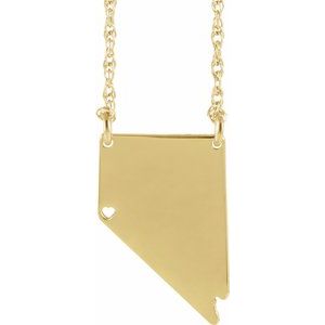 14K Yellow Gold-Plated Sterling Silver Nevada State with Heart-Pierced City Necklace - BN & CO JEWELRY