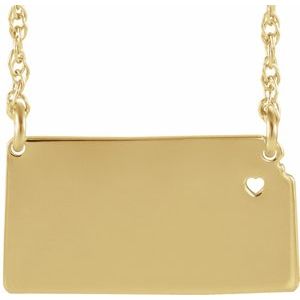 14K Yellow Gold-Plated Sterling Silver Kansas State with Heart-Pierced City Necklace - BN & CO JEWELRY