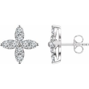 14K White 1 1/4 CTW Natural Diamond Flower Earrings - BN & CO JEWELRY