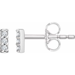 14K White .05 CTW Lab-Grown Diamond Bar Earrings - BN & CO JEWELRY