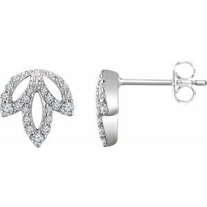 14K White 1/4 CTW Diamond Leaf Earrings - BN & CO JEWELRY