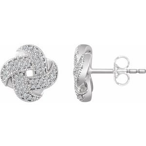 14K White 1/3 CTW Natural Diamond Knot Earrings - BN & CO JEWELRY