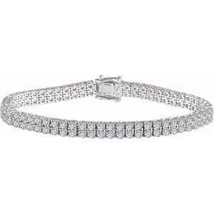 Sterling Silver 2.5 mm Round Cubic Zirconia Double Row Line 7" Bracelet - BN & CO JEWELRY