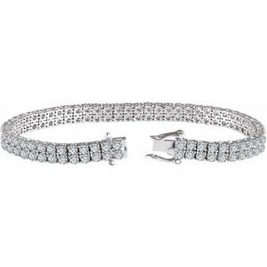 Sterling Silver 2.5 mm Round Cubic Zirconia Double Row Line 7" Bracelet - BN & CO JEWELRY