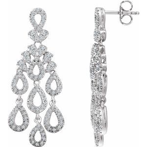 14K White 7/8 CTW Natural Diamond Chandelier Earrings - BN & CO JEWELRY