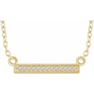 14K Yellow .05 CTW Natural Diamond Bar 16-18" Necklace - BN & CO JEWELRY