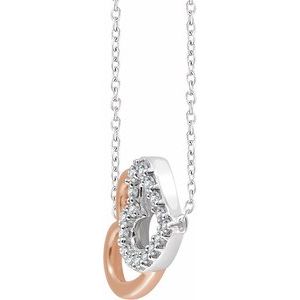 14K White/Rose 1/5 CTW Natural Diamond Double Heart 16-18" Necklace - BN & CO JEWELRY