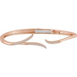 14K Rose 1/4 CTW Natural Diamond Hinged Cuff 7" Bracelet - BN & CO JEWELRY