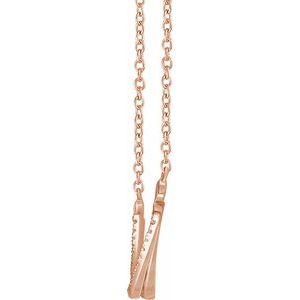 14K Rose 1/4 CTW Natural Diamond Twisted Bar 16-18" Necklace - BN & CO JEWELRY