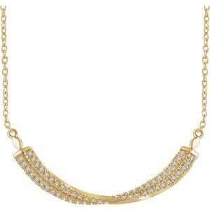 14K Yellow 1/4 CTW Natural Diamond Twisted Bar 16-18" Necklace - BN & CO JEWELRY