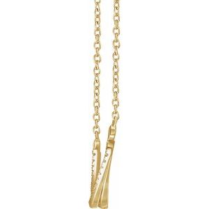 14K Yellow 1/4 CTW Natural Diamond Twisted Bar 16-18" Necklace - BN & CO JEWELRY
