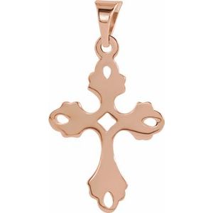 14K Rose 24.5x17 mm Cross Pendant - BN & CO JEWELRY