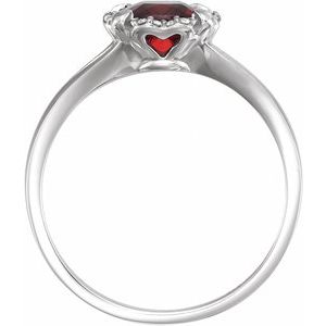 14K White Natural Mozambique Garnet & .05 CTW Natural Diamond Ring - BN & CO JEWELRY