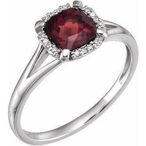 14K White Natural Mozambique Garnet & .05 CTW Natural Diamond Ring - BN & CO JEWELRY