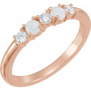 14K Rose Natural Opal & 1/5 CTW Natural Diamond Stackable Ring - BN & CO JEWELRY