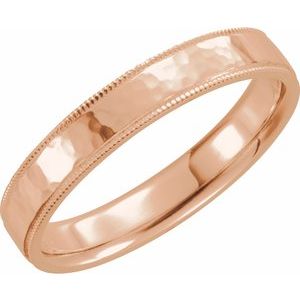 14K Rose 5 mm Flat Band with Hammered Texture & Milgrain Size 9 - BN & CO JEWELRY