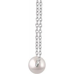 14K White Cultured White Freshwater Pearl 16-18" Necklace - BN & CO JEWELRY