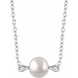 14K White Cultured White Freshwater Pearl 16-18" Necklace - BN & CO JEWELRY