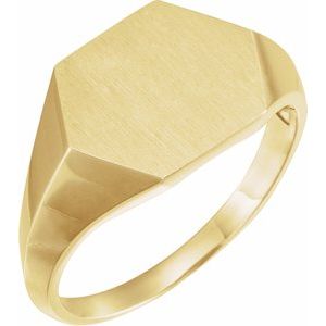 14K Yellow 14 mm Hexagon Signet Ring - BN & CO JEWELRY