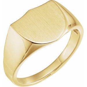 14K Yellow 14 mm Shield Signet Ring - BN & CO JEWELRY