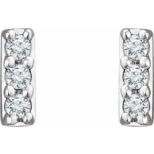 14K White .05 CTW Natural Diamond Bar Earrings - BN & CO JEWELRY