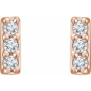 14K Rose .05 CTW Natural Diamond Bar Earrings - BN & CO JEWELRY
