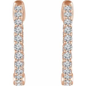 14K Rose 1 CTW Natural Diamond Inside-Outside 20.1 mm Hoop Earrings - BN & CO JEWELRY